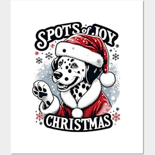 "Spots of Joy Christmas" - Festive Dalmatian Santa Posters and Art